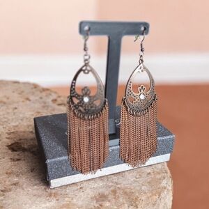 Elegant Bronze Tassel Earrings